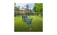 Slickblue Oxford Cloth Hanging Chair 100kg Capacity Seaside Courtyard Chair with Cup Holder & Wooden Stick