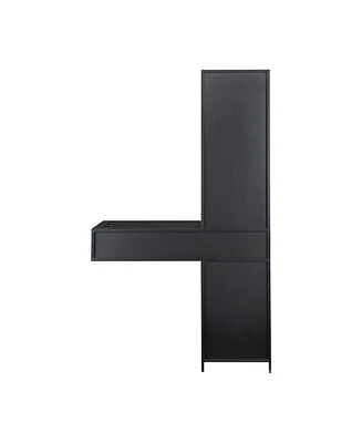 Slickblue Black Modern Simple Hair Desk with Multi-Layer Storage and Ample Space for Organizing Supplies