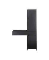 Slickblue Black Modern Simple Hair Desk with Multi-Layer Storage and Ample Space for Organizing Supplies