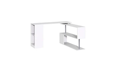 Slickblue White L-Shaped Computer Desk – Modern and Functional