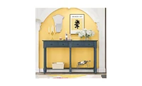Slickblue Console Table Sofa Table Easy Assembly with Two Storage Drawers and Bottom Shelf for Living Room, Entryway