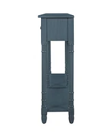 Slickblue Console Table Sofa Table Easy Assembly with Two Storage Drawers and Bottom Shelf for Living Room, Entryway