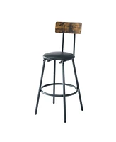 Slickblue Industrial Bar Table with Wood Top, Metal Base, Adjustable Height, and 2 Matching Chairs