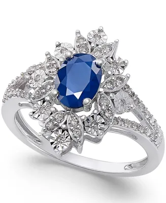 Sapphire (1 ct. t.w.) and Diamond (1/5 Ring 14k White Gold