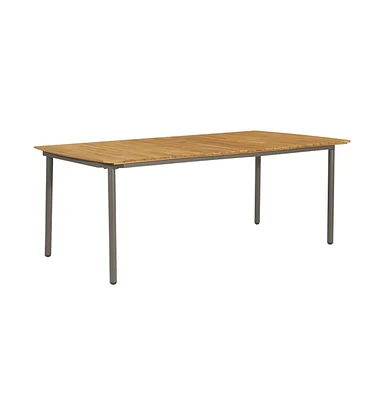 vidaXL Patio Table 78.7"x39.4"x28.3" Solid Acacia Wood and Steel