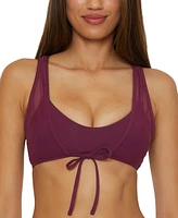 Becca Women's Muse Mesh-Overlay Multi-Way Bralette Bikini Top