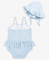 First Impressions Baby Girls Dainty Daisies Hat & One-Piece Swimsuit, 2 Piece Set, Created for Macy's