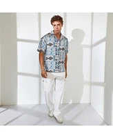 Campus Sutra Men's Abstract Seersucker Shirt