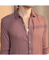 Men's Nude Pink Woven-Textured Shirt