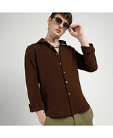 Campus Sutra Men's Chocolate Brown Ripple Box Shirt