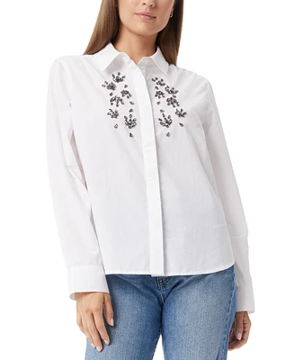 Sam Edelman Women's Astrid Cotton Oversized Embellished Shirt