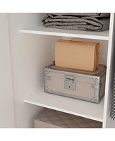 Famapy White 2-Doors Armoire Wardrobe with Hanging Rod and Storage Shelves
