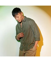Men's Moss Green Halo Striped Shirt