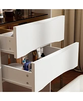 Homsee White Wood 3-Drawer Chest of Drawers with Flip-top Mirror