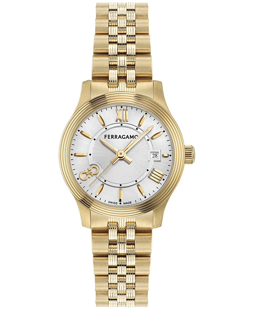 Ferragamo Women's Swiss Duo Gold Ion Plated Stainless Steel Bracelet Watch 28mm