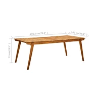 vidaXL Patio Table 79.3"x39.4"x29.5" Solid Acacia Wood