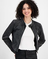 Tinseltown Juniors' Denim Moto Jacket