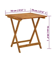 vidaXL Folding Patio Table 27.6"x27.6"x29.5" Solid Acacia Wood