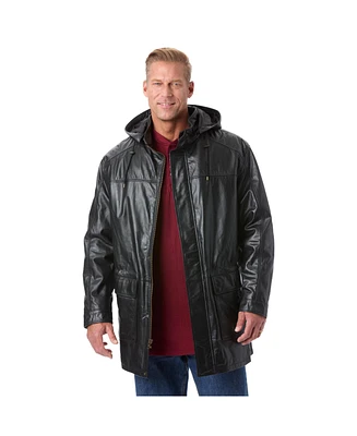 KingSize Men's Big & Tall Hooded Leather Parka