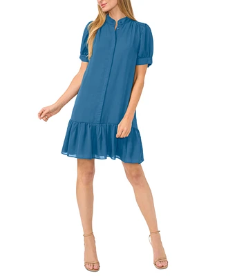 CeCe Women's Open Collar Hidden Placket Dress