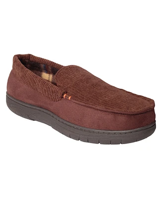 Weatherproof Vintage Men's Microsuede Corduroy Venetian with Fleece Plaid Lining and Indoor-Outdoor Sole Shoe