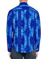 Society of Threads Men's Regular Fit Flocked Animal Print Button-Down Shirt