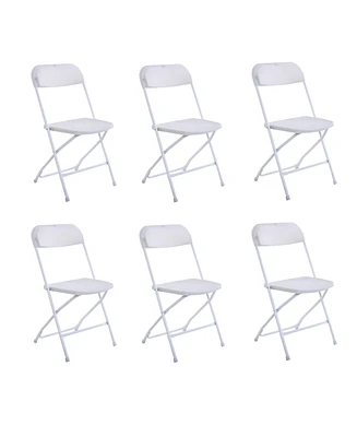 Slickblue 6pcs Injection Molding Classic Garden Plastic Folding Chair White