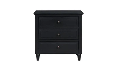 Slickblue 3-Drawer Wooden Nightstand Cabinet for Efficient Storage