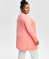 Jm Collection Plus Open-Front Long-Sleeve Cardigan, Created for Macy's