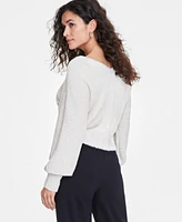 On 34th Women's Metallic Plush-Knit Cardigan, Created for Macy's