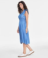 On 34th Women's Chambray Flutter-Sleeve Midi Dress, Created for Macy's