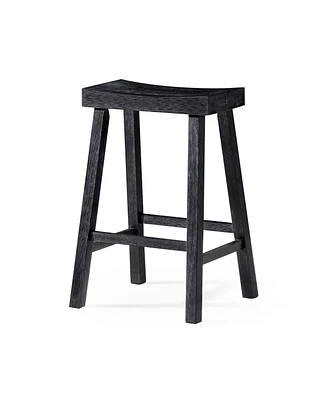 Maven Lane Vincent Wooden Rustic Aesthetic Kitchen Counter Stool, Antiqued Black Finish