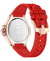 Philipp Plein Women's Lady Royal Crystal Red Silicone Strap Watch 39mm