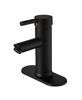 Greenspring Black Bathroom Faucet Farmhouse Single Handle Lavatory Basin Vanity Sink Faucet with Supply Line Lead-Free