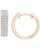 Diamond Double Row Huggie Hoop Earrings (1/2 ct. t.w.), Sterling Silver or 14k Gold-Plated Silver, Created for Macy's