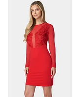 Bebe Women's Lace Illusion Knit Dress