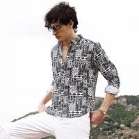 Men's Off-White & Midnight Black Abstract Geometric Shirt