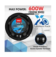 Pyle Waterproof-Rated Marine Speaker Kit, 6.5" Speakers, 600 Watt with Bluetooth