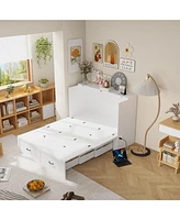 Homsee White Wooden 61.8 in. W Chest of Drawers with Wheels