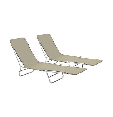 vidaXL Folding Sun Loungers 2 pcs Steel and Fabric Taupe