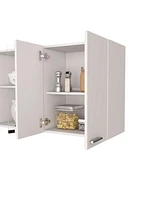 Depot E-shop Oceana 150 Wall Double Door Cabinet With Glass, Four Interior Shelves, Glass Cabinet