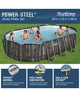 Bestway Power Steel 20' x 12' x 48" Oval Above Ground Outdoor Swimming Pool Set