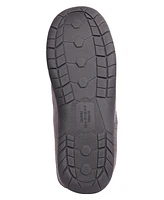 Weatherproof Men's Microsuede Clog with Corduroy Collar Fleece Plaid Liner and Indoor-Outdoor Sole Slipper