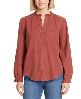 Gloria Vanderbilt Women's Cotton Ruffle-Trim Blouse