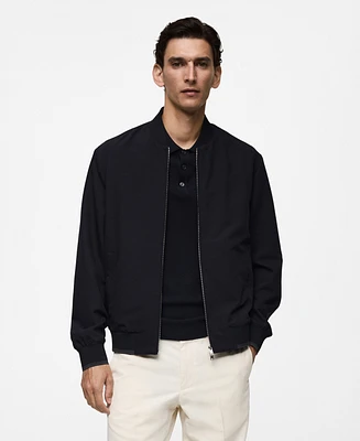 Mango Men's Stretch Fabric Bomber Jacket