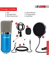 5 Core Recording Microphone Podcast Bundle • Professional Condenser Cardioid Mic Kit • w Desk Stand - Rm 7 Blu