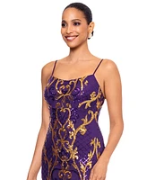 Betsy & Adam Women's Sequined Patterned Gown