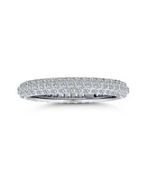 Bling Jewelry Cubic Zirconia Eternity Dome Band Ring Gold Plated Sterling Silver