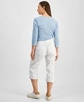 Style & Co Petite Mid Rise Bungee-Hem Capri Pants, Created for Macy's