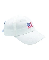 Bits & Bows Girls American Flag Bow Baseball Hat in White